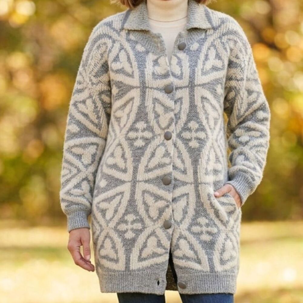 Eddie Dassin Vintage Chunky Sweater Coat Cardigan Swackett  Med Oversize